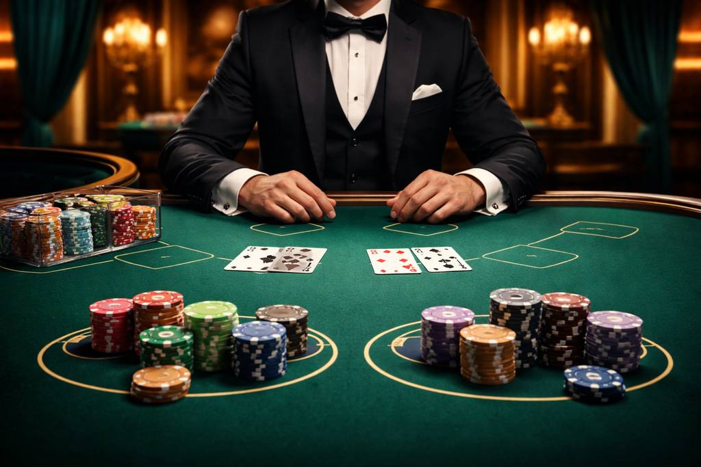 JYJELI live dealer studio table experience Professional JYJELI style live dealer table with cards and casino chips